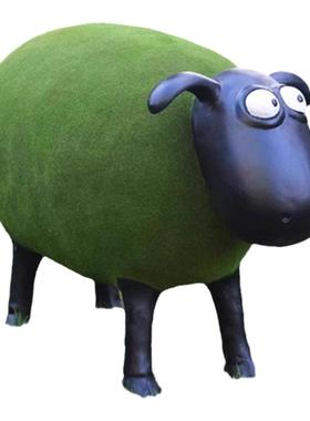 户外田园林景观仿真草皮羊植绒羊雕塑公园售楼部花园布置装饰摆件