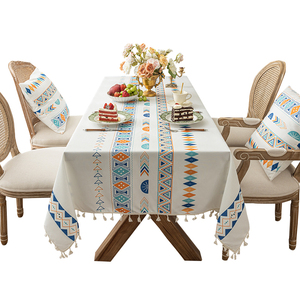 桌布防水防油波西米亚民族风防烫免洗高级感茶几布艺棉麻台布桌垫