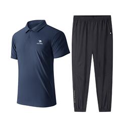 骆驼运动薄款POLO衫套装爸爸衣服