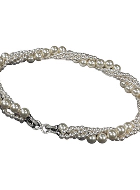 Millen Hess武大真-冰雪皇后优雅人造澳白项链多层叠戴高级感首饰