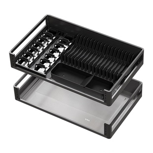 悍高R系列拉篮星空灰厨房抽屉式碗篮304不锈钢碗碟架双层内置碗柜