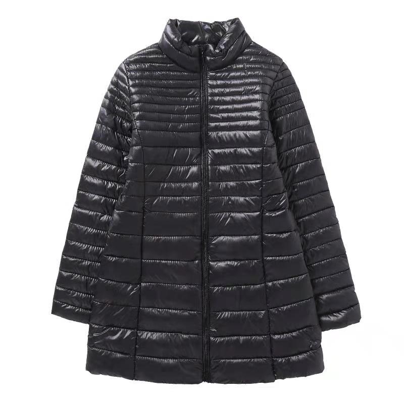 2021秋冬轻薄羽绒棉服棉衣女韩版修身立领中长款显瘦大码工装外套