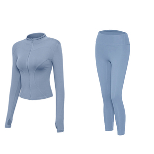 加绒瑜伽外套女立领秋冬款拉链运动上衣健身套装修身显瘦保暖长袖