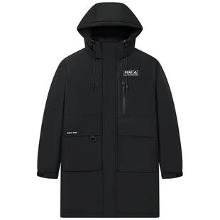 匹克中长款羽绒服女冬新款户外三防泼水油污工装连帽运动冲锋外套