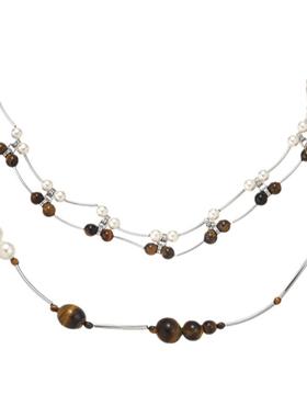 NiceMood虎眼石珍珠项链辣妹风