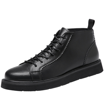 黑色日系板鞋真皮新款马丁靴