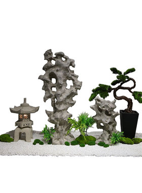 造景树脂新中式仿真绿植假山景观