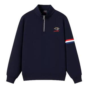 BRAVE&SHARK/勇士鲨鱼2025秋款美式宝蓝色卫衣男显瘦上衣日常通勤