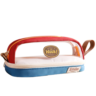 2026新款创意撞色双层笔袋男生透明大容量可立式文具袋小学生四五六年级英伦风高颜值铅笔袋男孩小众不撞款