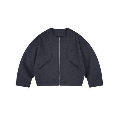 RAPPEYE利落拉链短款毛呢外套女