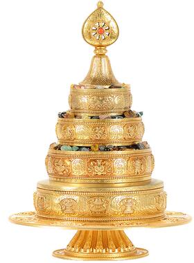 吉祥彩珠立体浮雕铜鎏金摆件