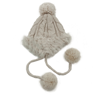 秦岚同款手工针织手套帽子女秋冬ins百搭儿童加绒保暖兔毛雷锋帽