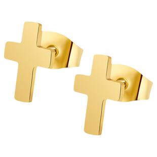 祥饰帝时尚简约钛钢金色十字架耳钉男女耳环个性百搭耳饰单个价