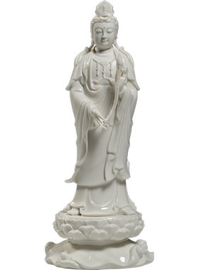 佛堂立莲西方三圣摆件微美陶瓷