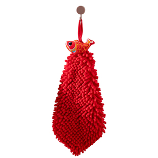 新年国潮雪尼尔擦手巾可挂式红色喜庆可爱毛巾厨房卫生间超强吸水