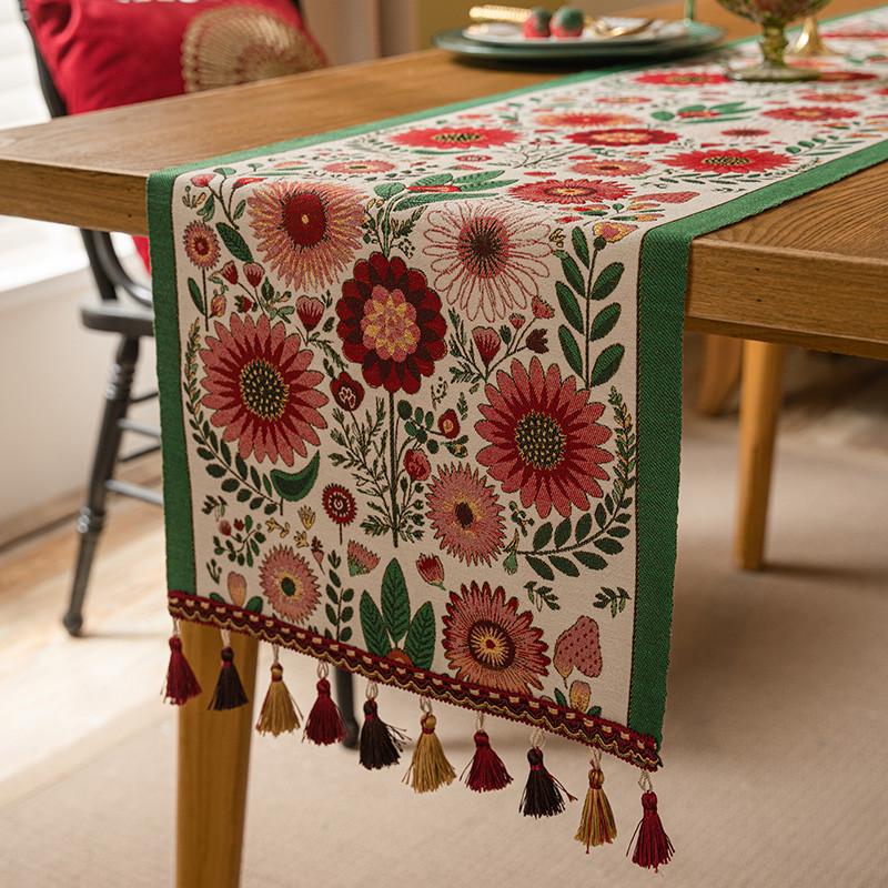 美式复古桌旗轻奢高端餐桌布艺桌旗茶几电视柜桌旗布氛围感长桌旗