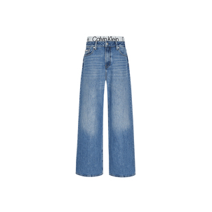 CK Jeans26秋季新款女士双腰头logo宽松版美式阔腿版牛仔裤随心选