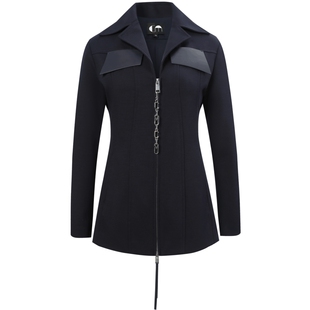 [吕燕同款]COMME MOI吕燕设计师早春翻领修身羊毛工装夹克外套