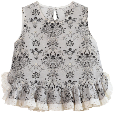 GESGOO复古碎花真丝亚麻衬衫