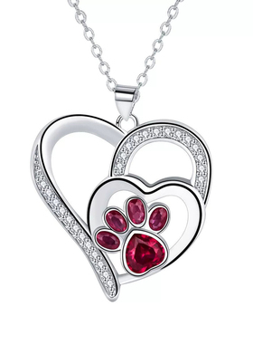 爱心狗爪印项链女银色合金链子原创设计高级感浪漫饰品