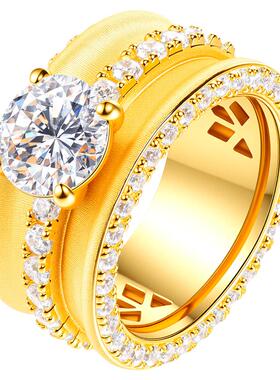 VISING珠宝2ct莫桑钻戒D色VVS超宽版拉丝指环S925银