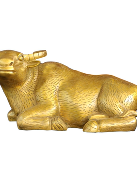 纯黄铜卧牛摆件十二生肖牛气冲天