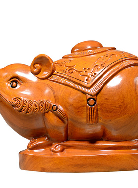 刺史风水老鼠摆件红木工艺品