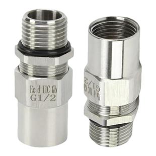 不锈钢接管式防爆格兰头夹紧密封接头电缆金属防水葛兰内外丝螺纹