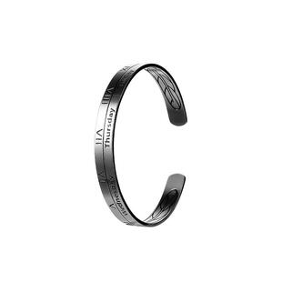 VOYAGE罗马数字可调节钛钢男士手镯男款学生手链男生小众复古手环