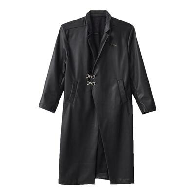 VCR STUDIO 限量超霸气三季穿加绒长款皮衣女辣妹时髦pu风衣外套