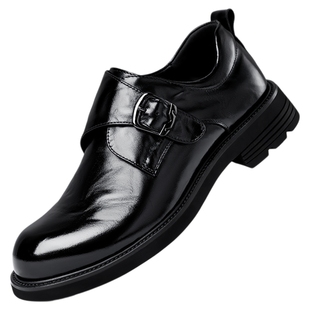 奥康 男鞋2025秋冬新款休闲皮鞋男款真皮透气黑色商务厚底孟克鞋H