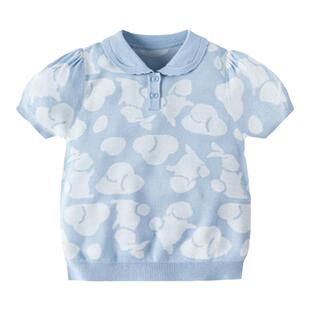 迷你巴拉巴拉女童针织短袖宝宝polo衫夏季新款儿童法式半袖上衣小