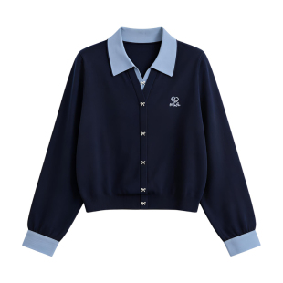 妈妈秋装2026新款针织上衣翻领打底衫中老年女装大码衣服假两件套