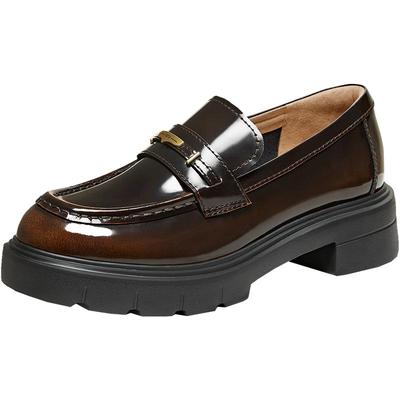 余茵同款TATA他她魔法侦探厚底乐福鞋女英伦风黑色小皮鞋7LC20AA6