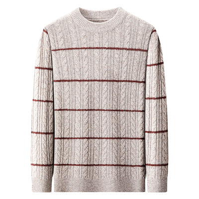 春竹100%纯羊毛衫打底衫男圆领