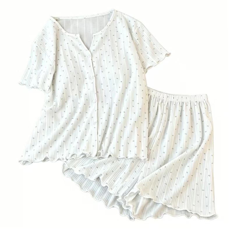 夏季甜美碎花胸垫短袖家居服套装