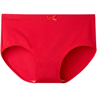 浪莎本命年大红色内裤女士纯棉马年100%全棉裆短裤结婚内衣裤套装