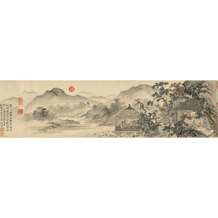 名画复制品唐寅唐伯虎松崖别业写意山水画国画艺术微喷临摹装饰画