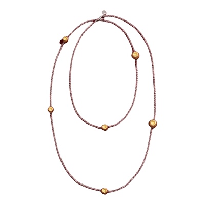 Wens花火烟花拉丝圆球长项链女高级感小众设计可叠戴百搭毛衣链