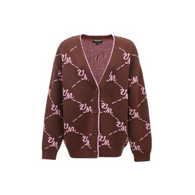 tq区绫致Vero Moda针织衫开女24秋冬宽松V领提花毛衣学院风