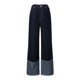 【明星同款】JAC FLEURANT新款原牛复古拼接阔腿女士牛仔裤