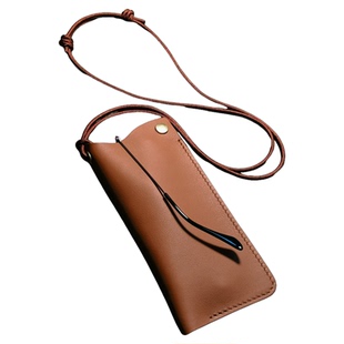 闲夏 手工Swift小牛皮挂脖太阳眼镜收纳包便携式真皮墨镜套眼镜袋