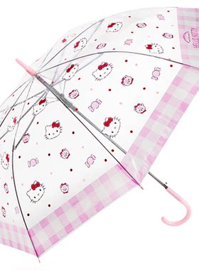 九木杂物社HelloKitty雨伞透明学生上学小巧可携式可爱创意长柄伞