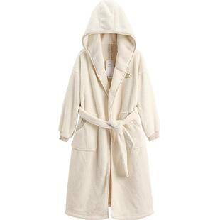 芬腾蓬蓬绒情侣睡袍秋冬季加绒加厚女士睡衣珊瑚绒保暖男款家居服