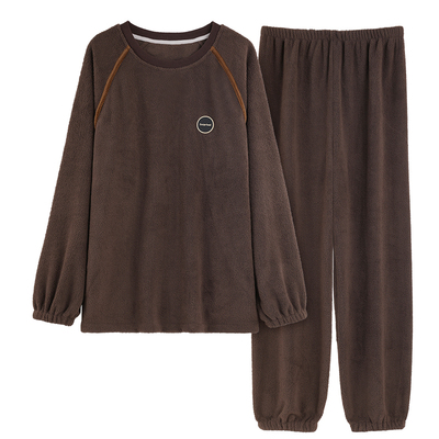 2025新款珊瑚绒睡衣男士秋冬季加绒加厚保暖长袖套头家居服可外穿