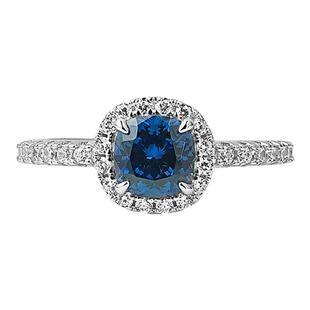 欧美复古公主方皇家蓝925银戒指镶嵌高碳钻小众轻奢日常精致气质