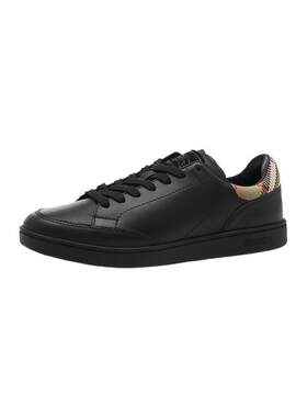 【自营】BURBERRY/博柏利男士格纹饰拼接牛皮革系带休闲鞋板鞋