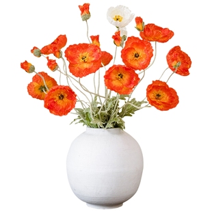 掬涵仿真冰岛虞美人花艺摆件轻奢高端假花罂粟花客厅餐厅装饰饰品