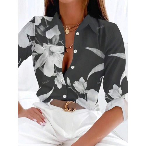 N 44887 3D print women's long sleeve shirt 3D 印花女士长袖衬