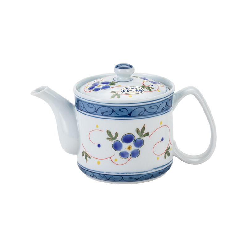 日本进口一诚陶苑蓝花蔓影陶瓷茶壶手绘花卉青花瓷带过滤泡茶壶